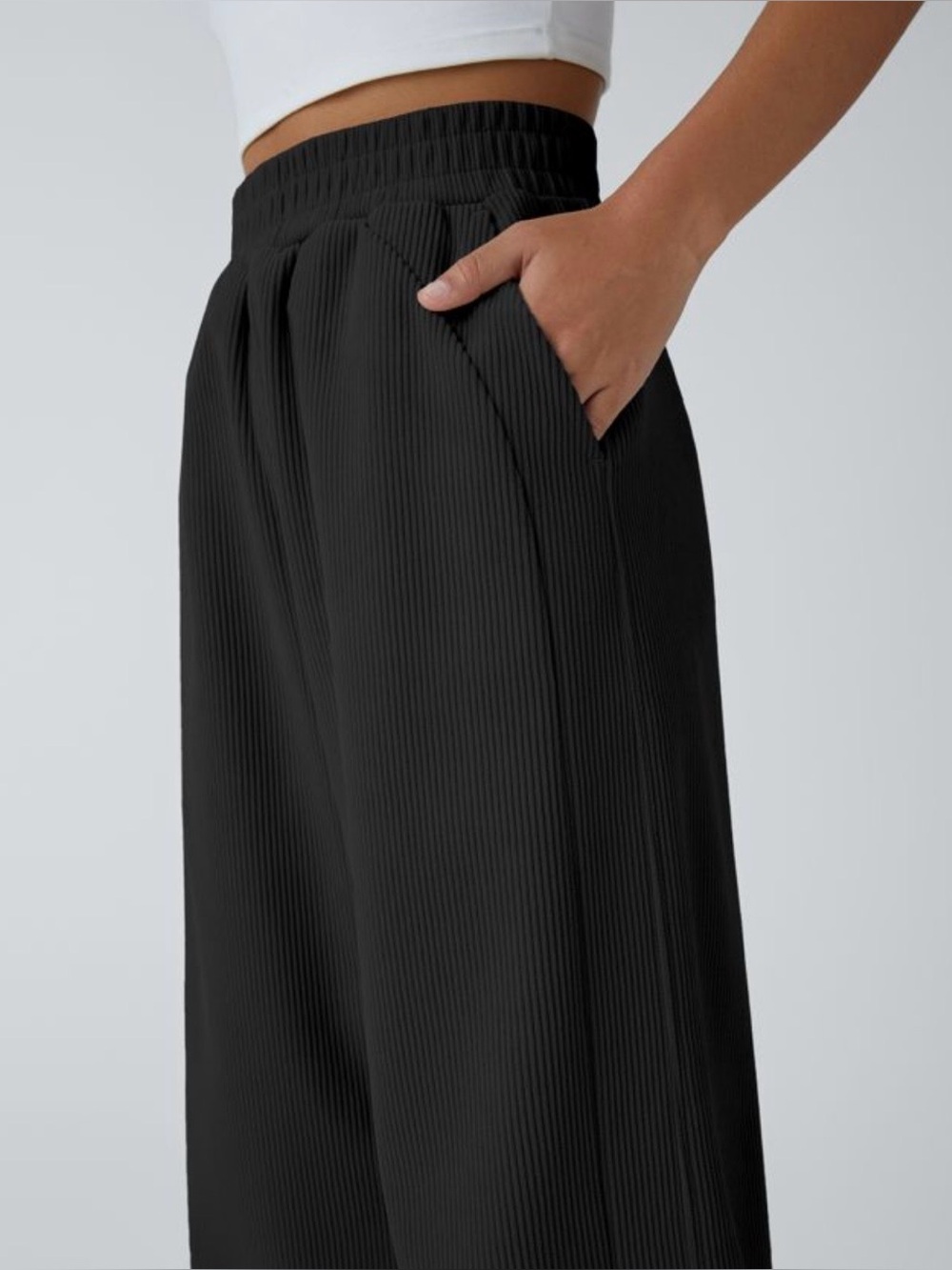 HALARA High Waisted Pocket Straight Leg Mop Corduroy Casual Pants